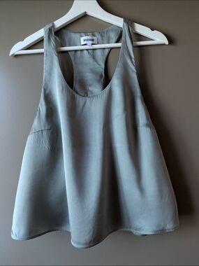 100% Silk Weekday Racerback Tank Top Deep Grey Size M Minimalist